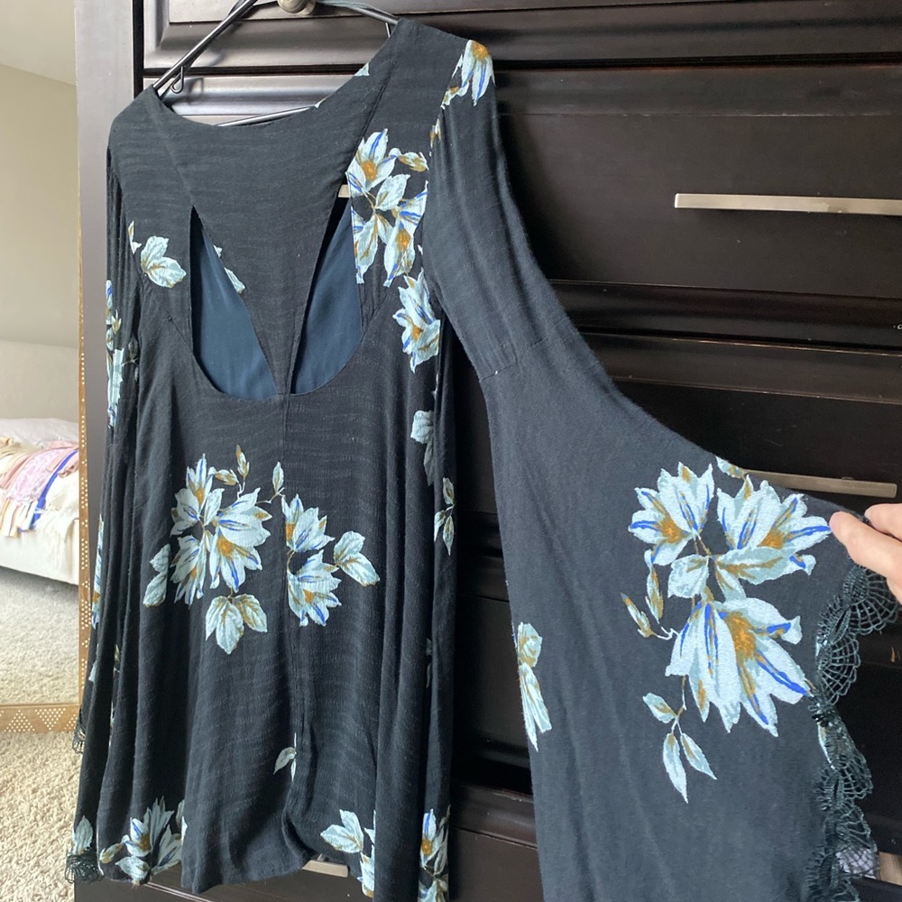 Free People bell sleeved floral dress